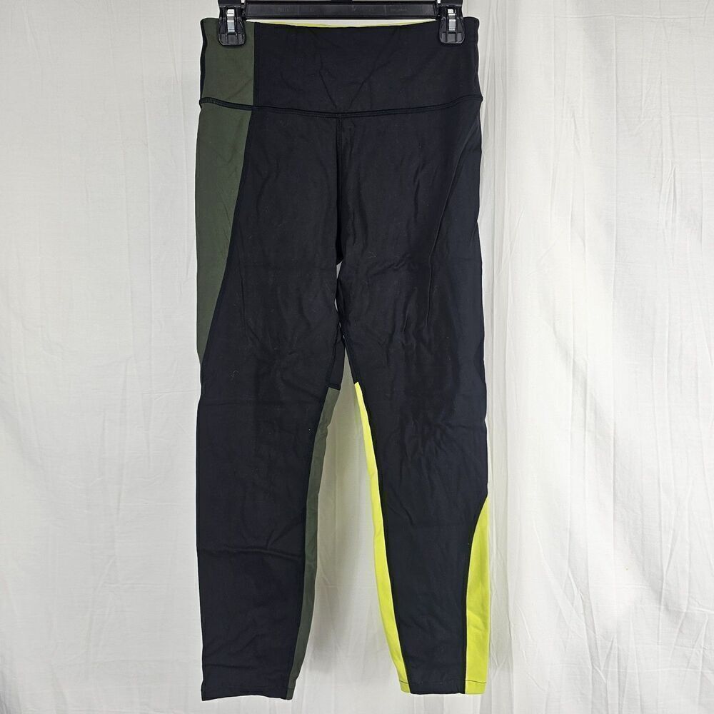 Athleta Asym Colorblock Workout Yoga Tight Leggings Women's Size Sm Black Yellow